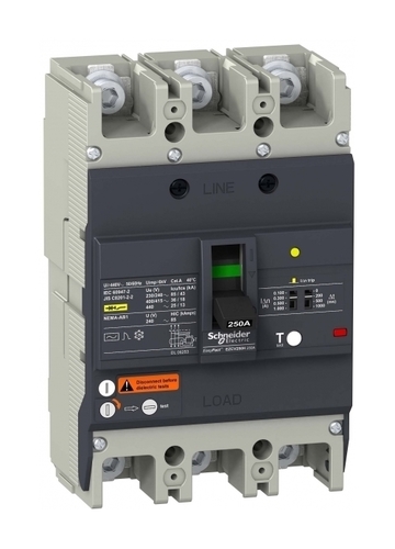 Силовой автомат Schneider Electric Easypact EZC 250, TM-D c диф защитой, 36кА, 3P, 200А