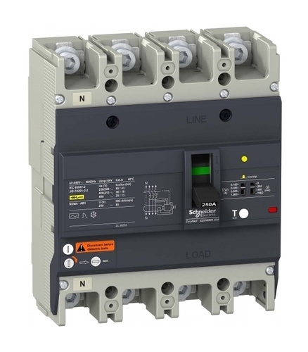 Силовой автомат Schneider Electric Easypact EZC 250, TM-D c диф защитой, 36кА, 4P, 150А