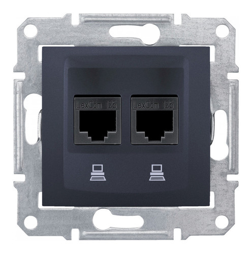 Розетка компьютерная 2xRJ45 Cat.6 Schneider Electric SEDNA, графит