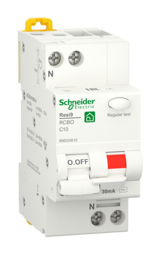 Дифавтомат Schneider Electric Resi9 1P+N 10А ( C ) 6 кА, 30 мА ( AC ), R9D25610
