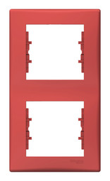 Рамка 2 поста SEDNA, вертикальная, красный