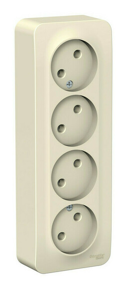 Розетка четырехместная Systeme Electric BLANCA, открытый монтаж, молочный, BLNRA000412